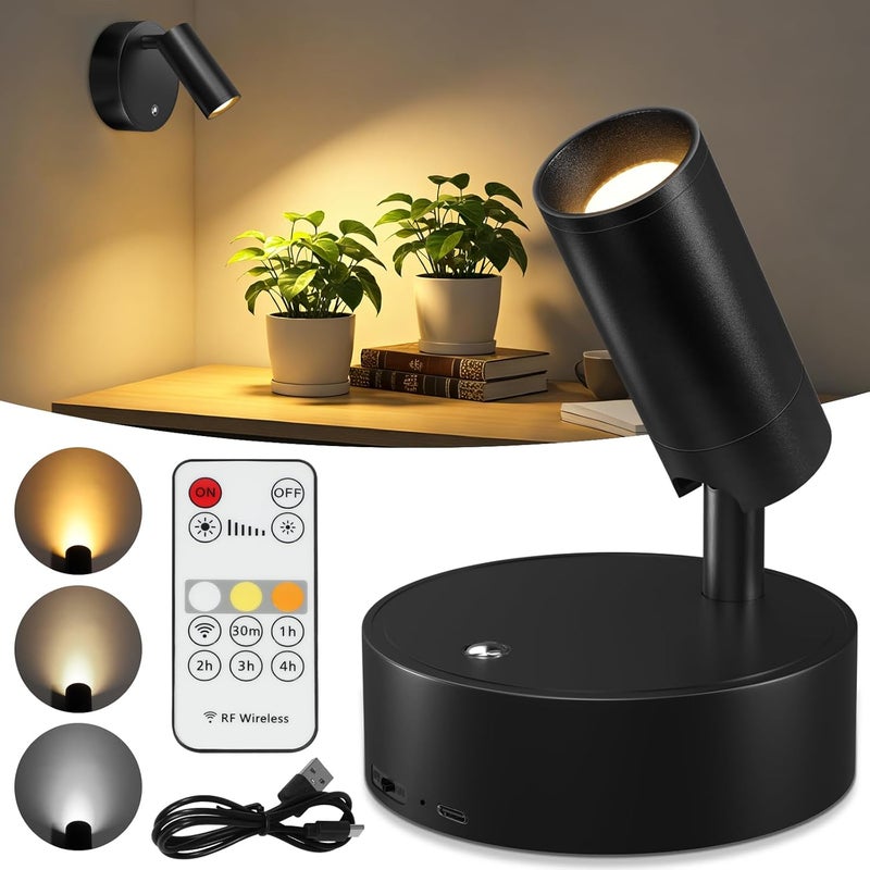 Kimjo Spot Lights Indoor, 4000mAh Rechargeable Battery LED Spotlight Indoor with Remote, Wireless Picture Lights with Timer Dimmable, Uplighting for Plant, Wall Art Display - Image 1